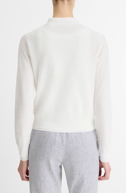 Vince Double Layer Organic Cotton Blend Cardigan In Optic White