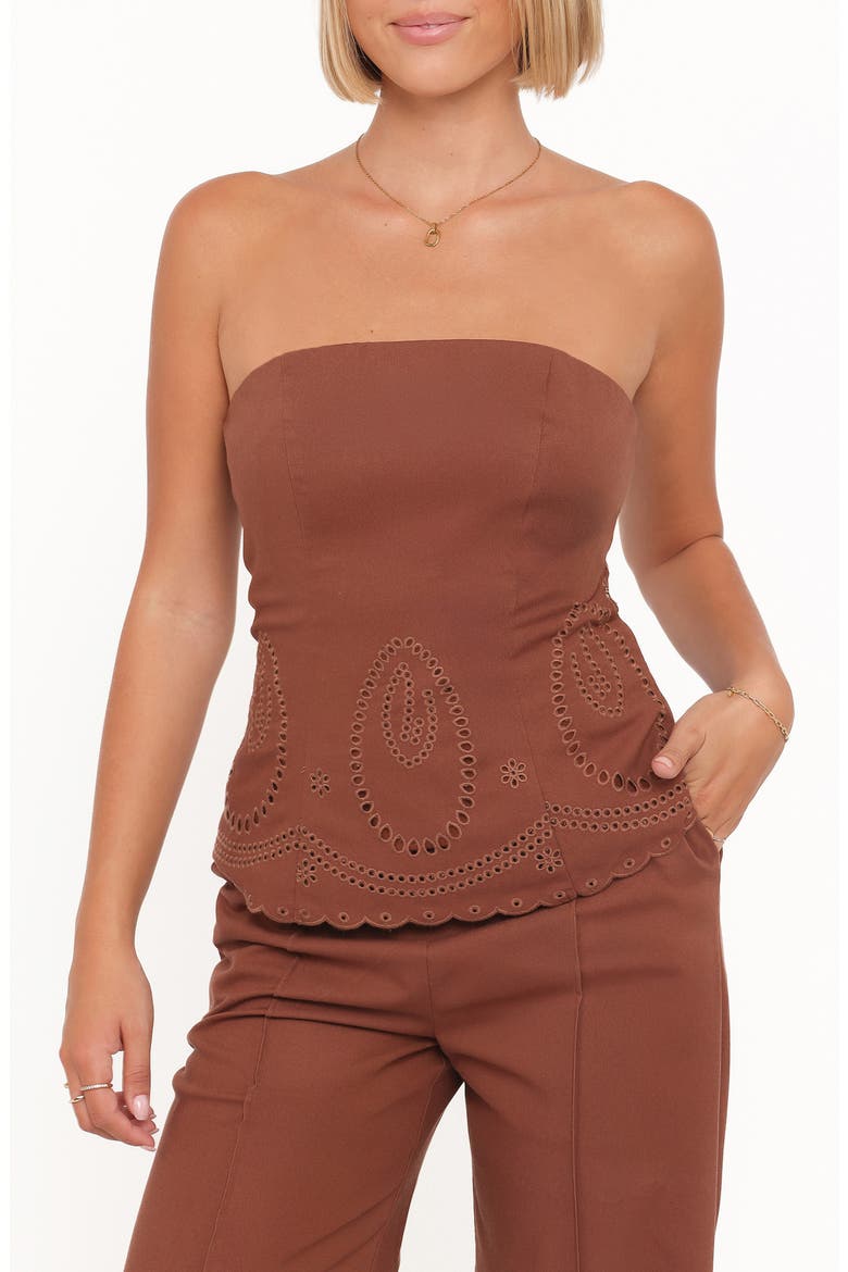 Benton Eyelet Scalloped Hem Camisole, Main, color, BROWN