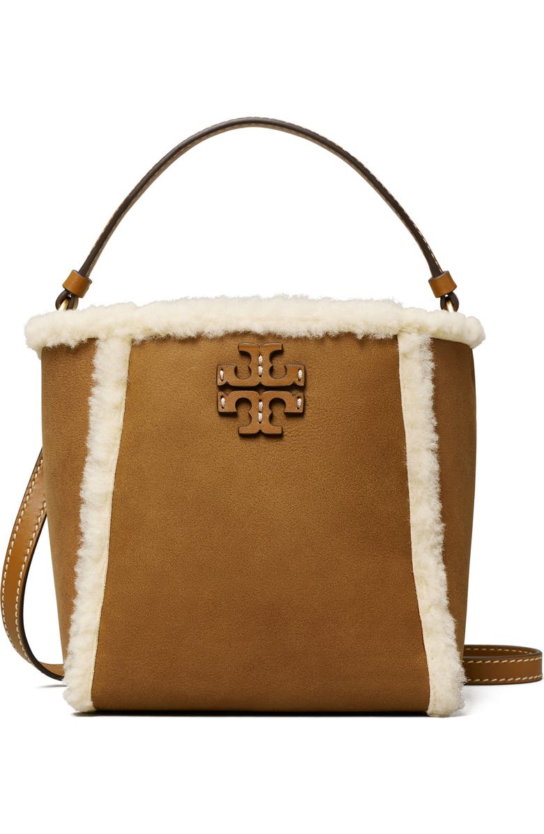 Tory Burch Small McGraw Genuine Shearling Bucket Bag, Main, color,
