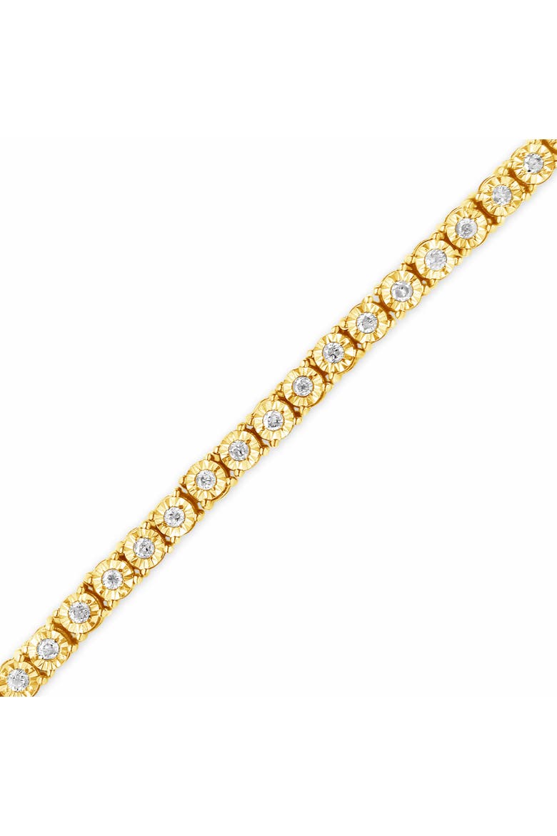 Silver 1.0 Cttw Rustic Diamond Tennis Bracelet, Alternate, color, Yellow Gold over Silver