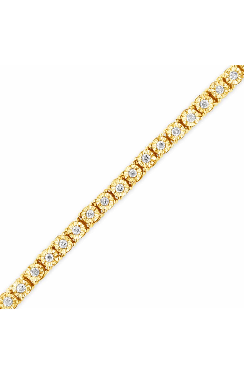Haus of Brilliance Silver 1.0 Cttw Rustic Diamond Tennis Bracelet, Alternate, color, Yellow Gold Over Silver