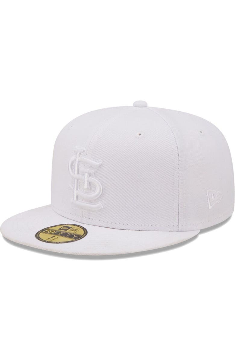 New Era Men's New Era St. Louis Cardinals White on White Logo 59FIFTY Fitted Hat, Main, color,