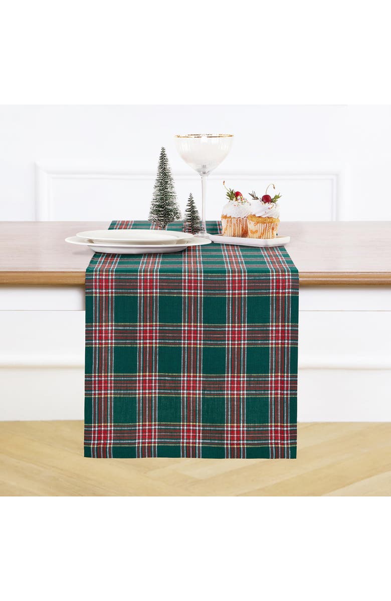 Solino Home Linen Table Runner - Green Tartan Plaid, Main, color, Green