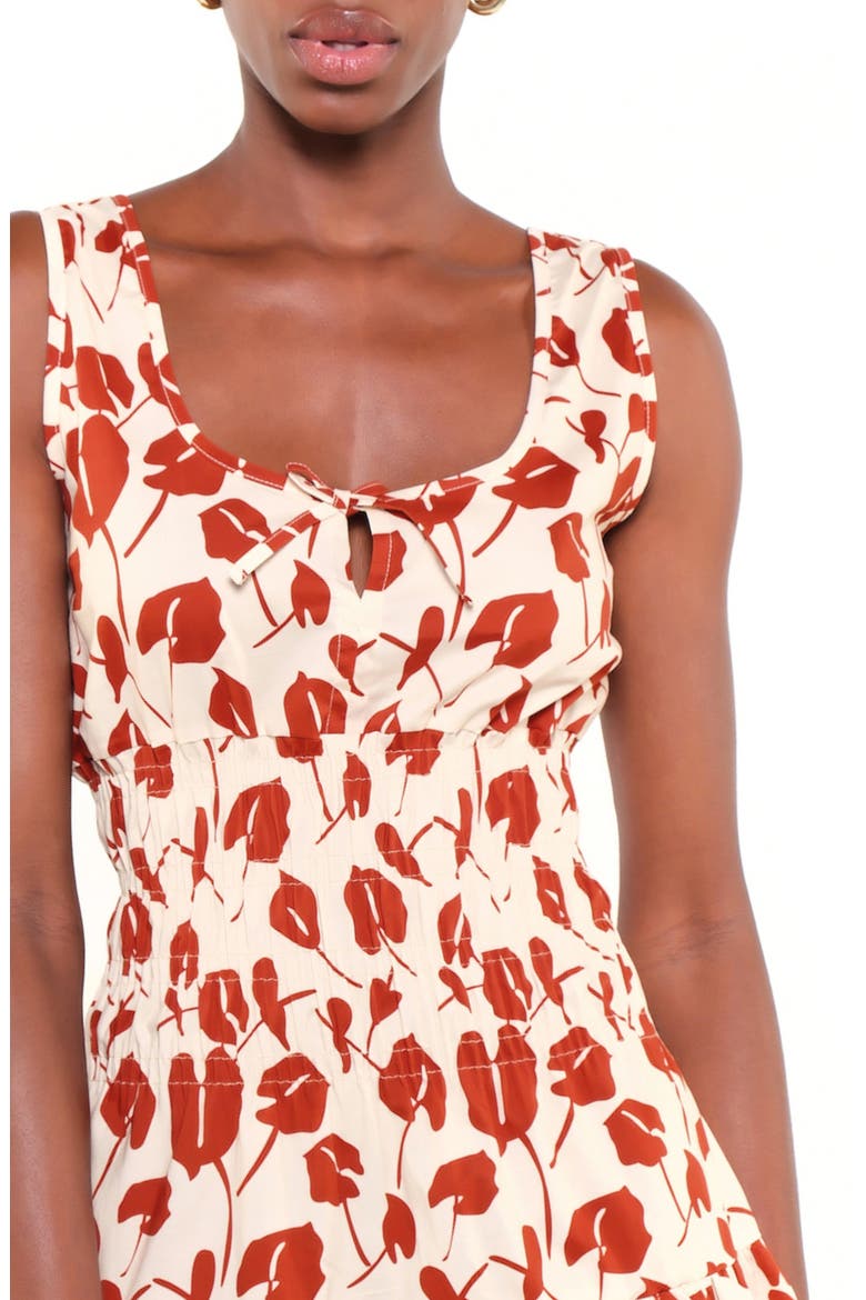 Victoria Floral Tiered Stretch Cotton Minidress, Alternate, color, RED BRAVE FLORA