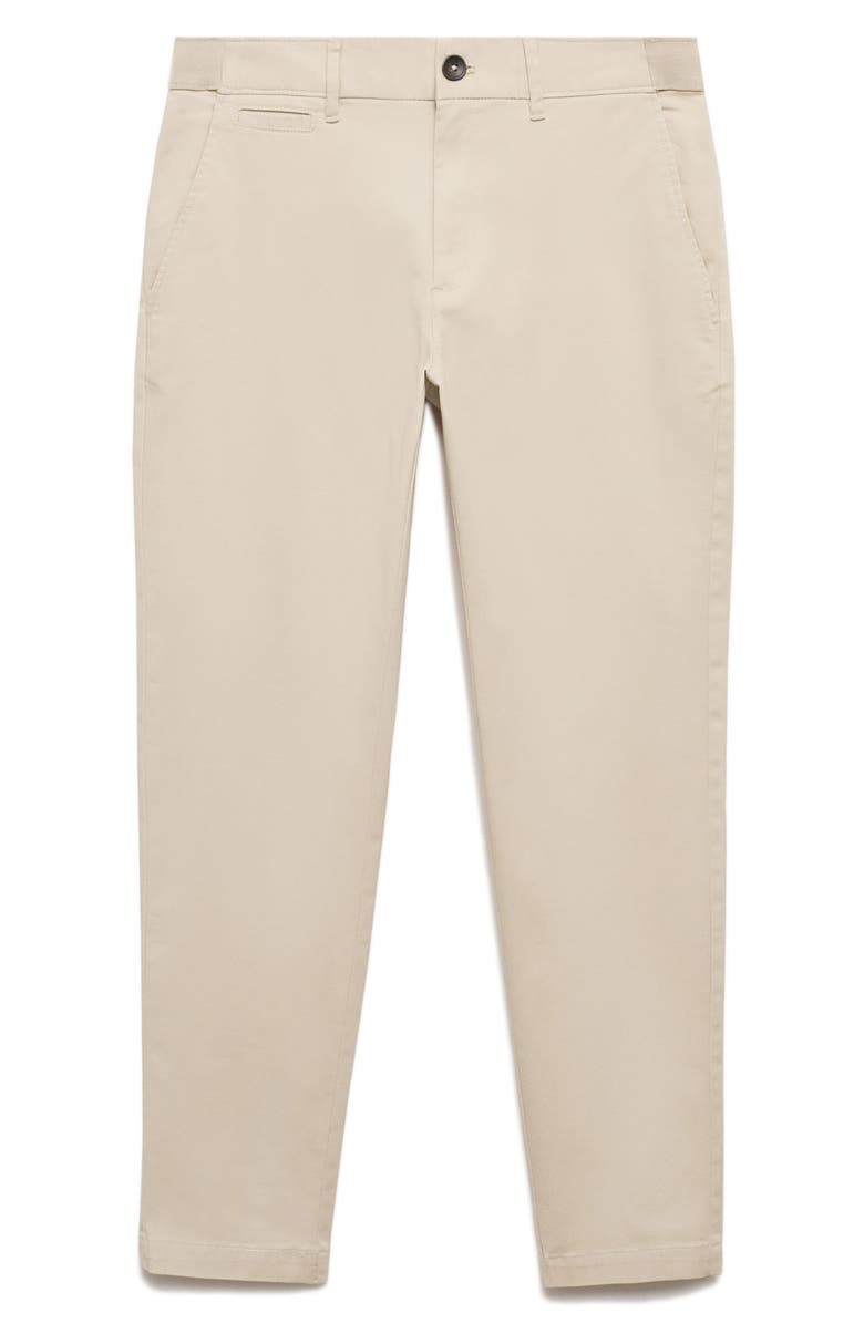 MANGO Slim Fit Flat Front Cotton Stretch Twill Chinos, Alternate, color, Ecru