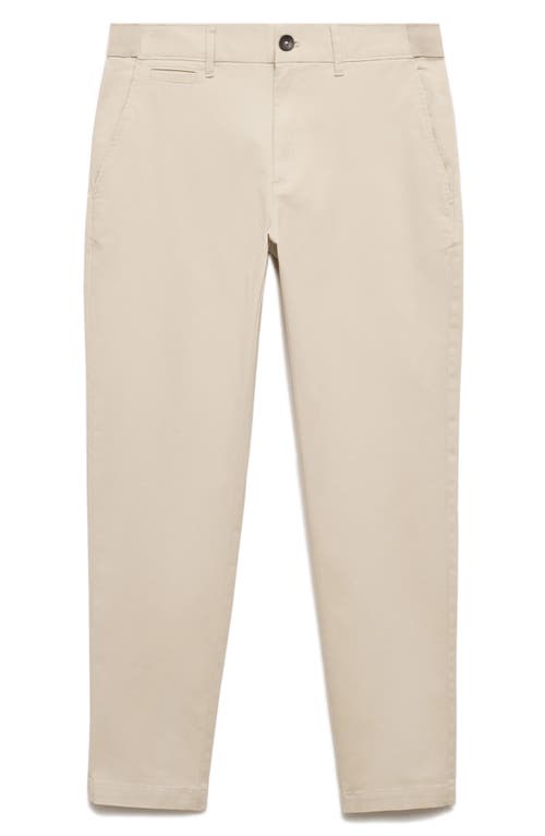 Mango Slim Fit Flat Front Cotton Stretch Twill Chinos In Ecru