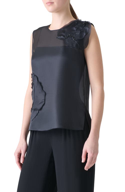 Akris Embellished 3d Anemone Silk Organza Blouse