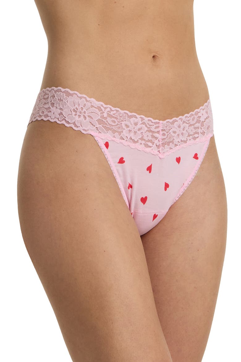 Indigo Stripe DreamEase Original Rise Thong, Alternate, color, SO IN LOVE PINK
