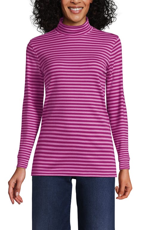 Lands' End Relaxed Cotton Long Sleeve Mock Turtleneck In Purple