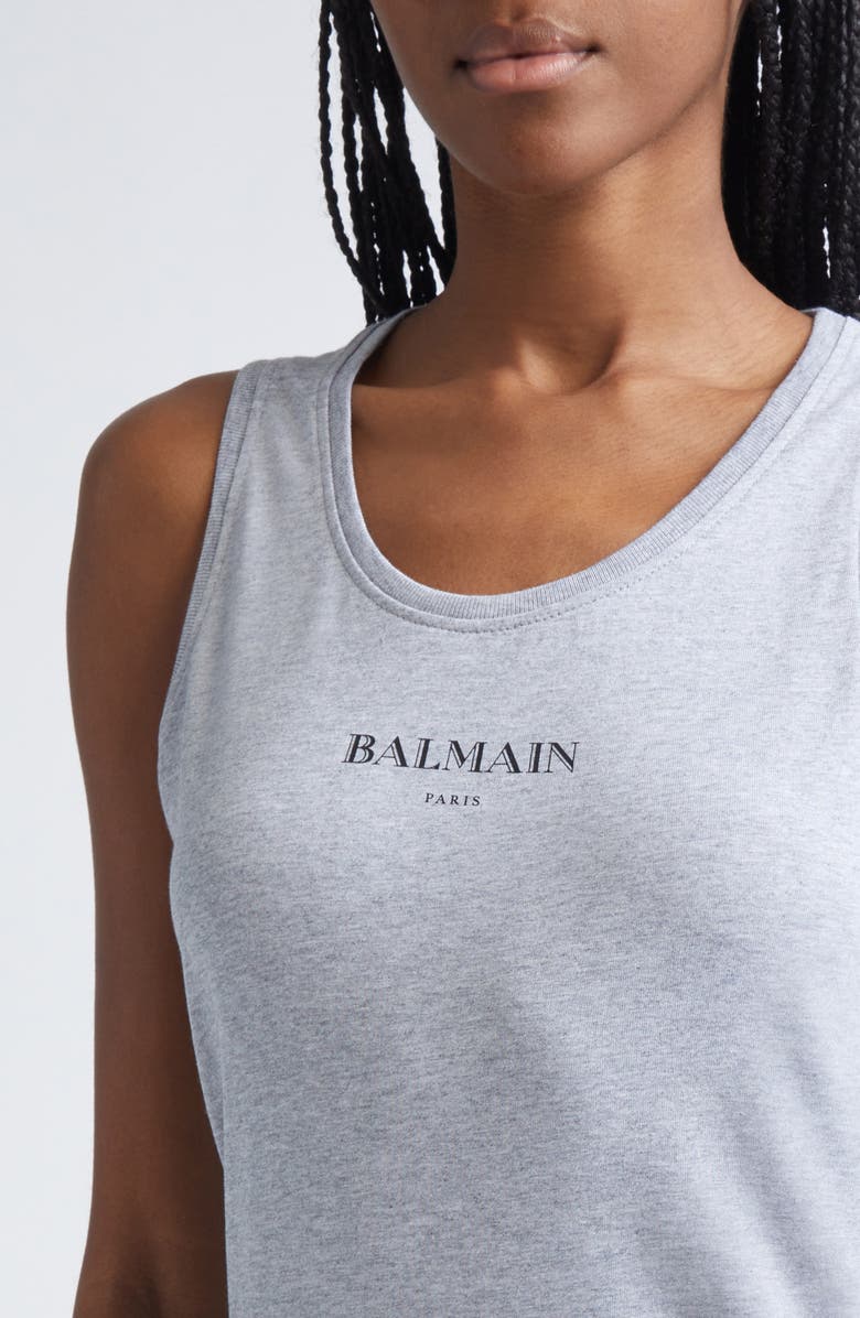 Balmain Logo Graphic Tank, Alternate, color, Yeq Grey/ Black