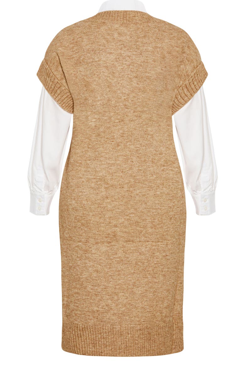 Gloria Layered Long Sleeve Knit Dress, Alternate, color, CARAMEL