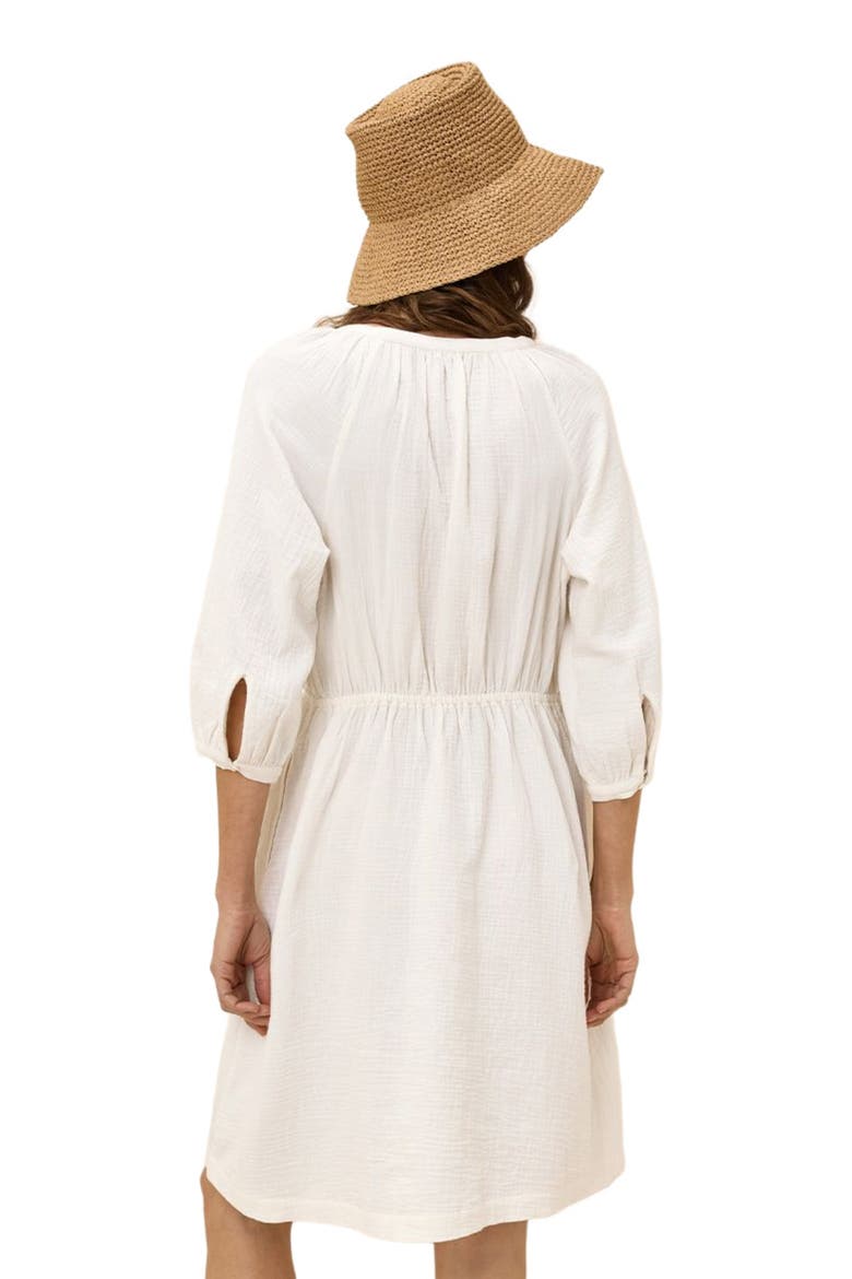 Organic Cotton Coastal Double Gauze Peasant Dress, Alternate, color, Sea Salt