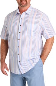 Oak Hill by DXL Big & Tall Seersucker Multi Stripe Sport Shirt