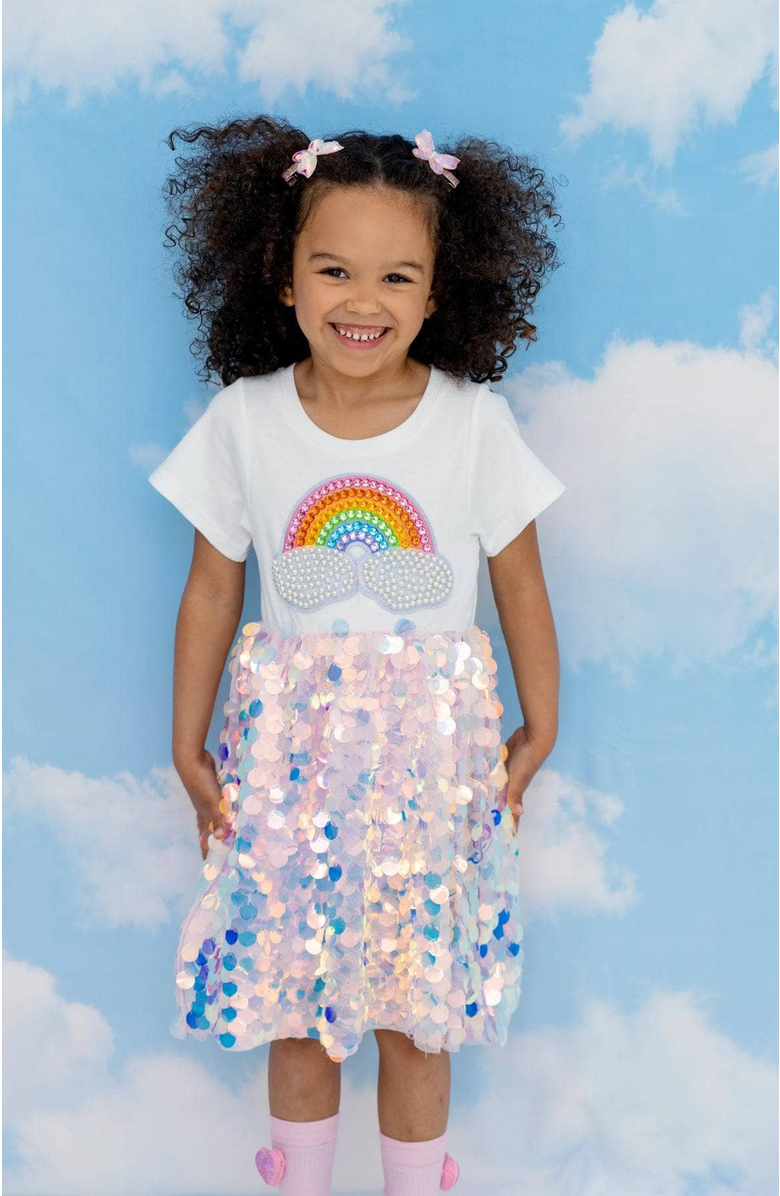 Lola + The Boys Paillette Rainbow Magic Dress, Alternate, color,