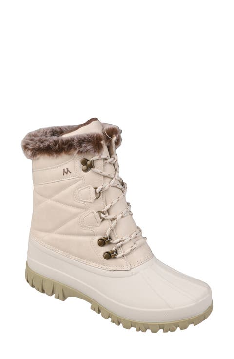 Faux Fur Lined Lace-Up Boot (Women)
