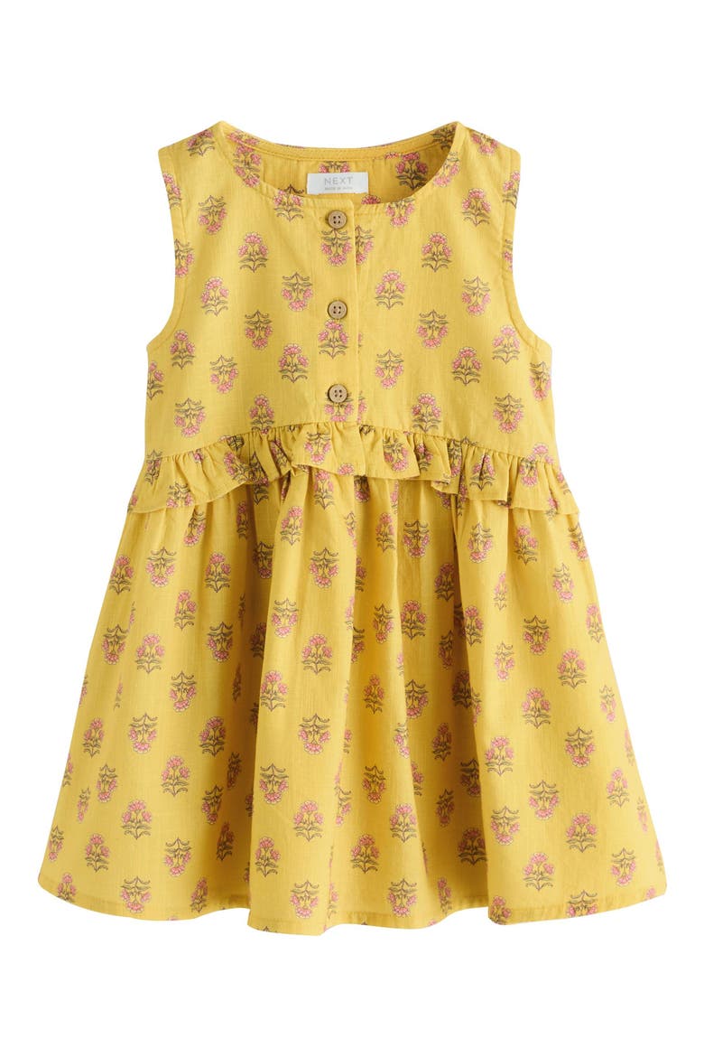 Kids' Floral Print Button Cotton Sundress, Main, color, YELLOW