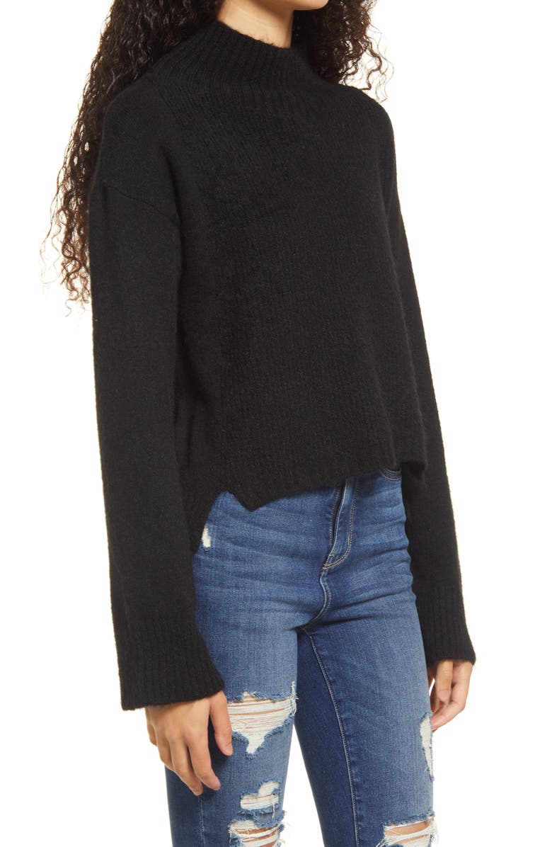 Topshop Mock Neck Crop Sweater, Alternate, color,