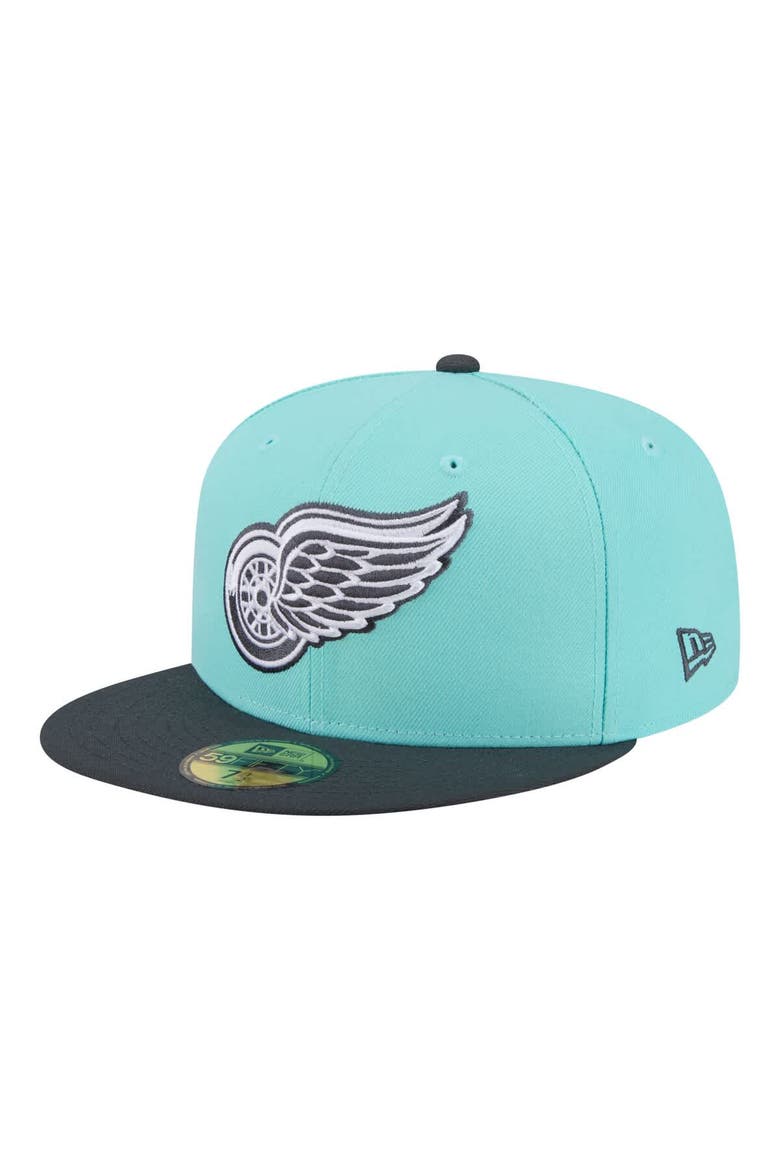 Men's New Era  Turquoise/Charcoal Detroit Red Wings Two-Tone Color Pack 59FIFTY Fitted Hat, Main, color, Turquoise