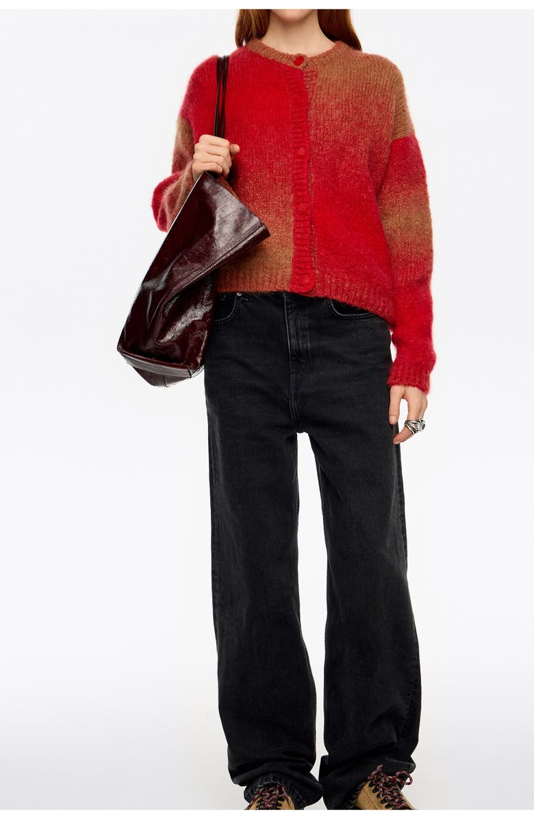 Bimba y Lola Alpaca Balloon Cardigan, Alternate, color, Red