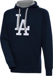 ANTIGUA Men's Antigua Navy Los Angeles Dodgers Victory Chenille Pullover Hoodie