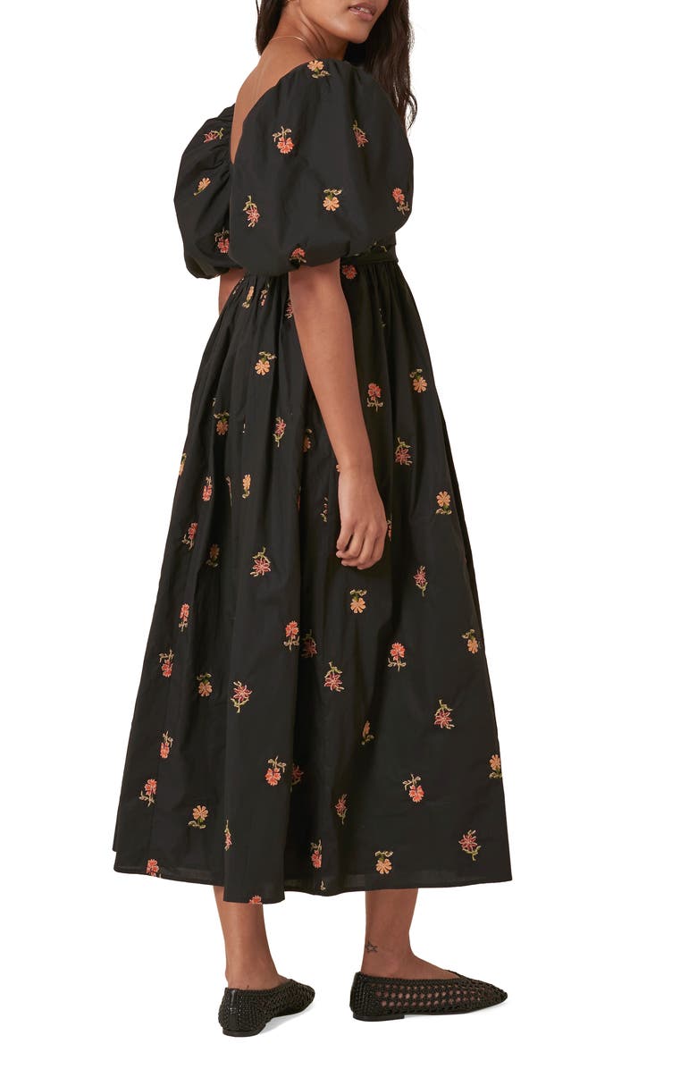 Nobody's Child Tessie Floral Embroidery Dress, Alternate, color, Black