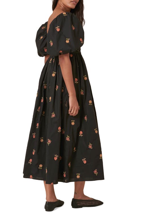 Nobody's Child Tessie Floral Embroidery Dress In Black