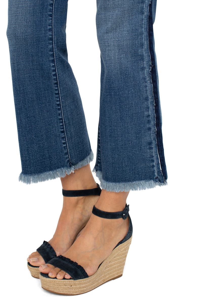 Liverpool Los Angeles Gia Glider Frayed Side Stripe Pull-On Crop Flare Jeans, Alternate, color,