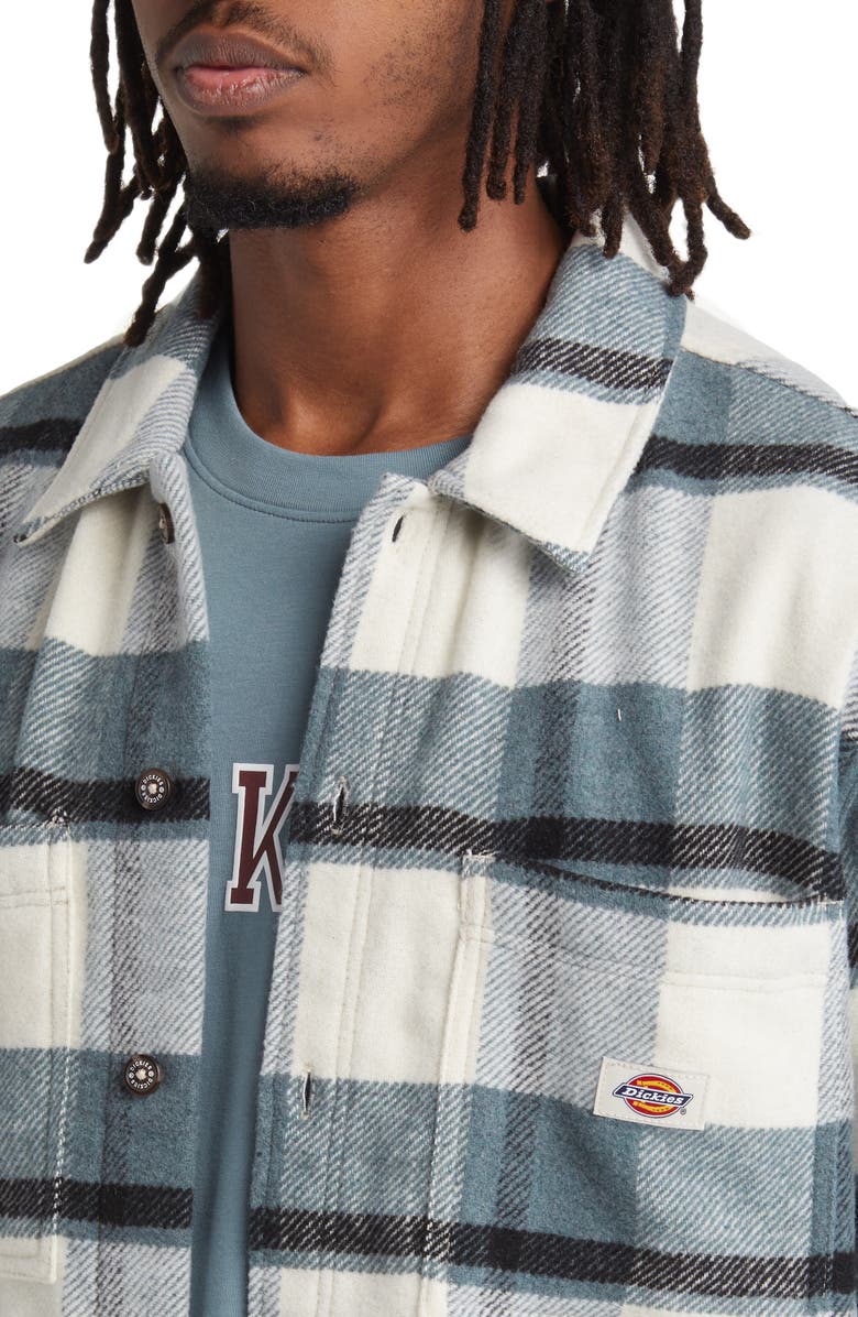 Dickies Coaling Plaid Flannel Button-Up Overshirt, Alternate, color, 