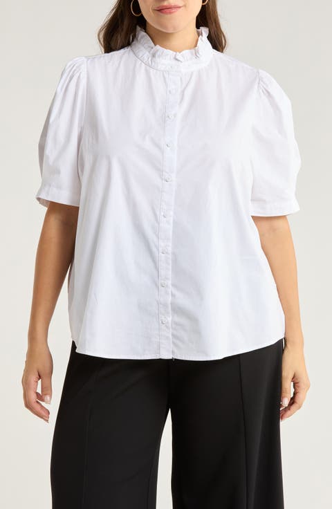 Finley Ruffle Puff Sleeve Shirt (Plus)