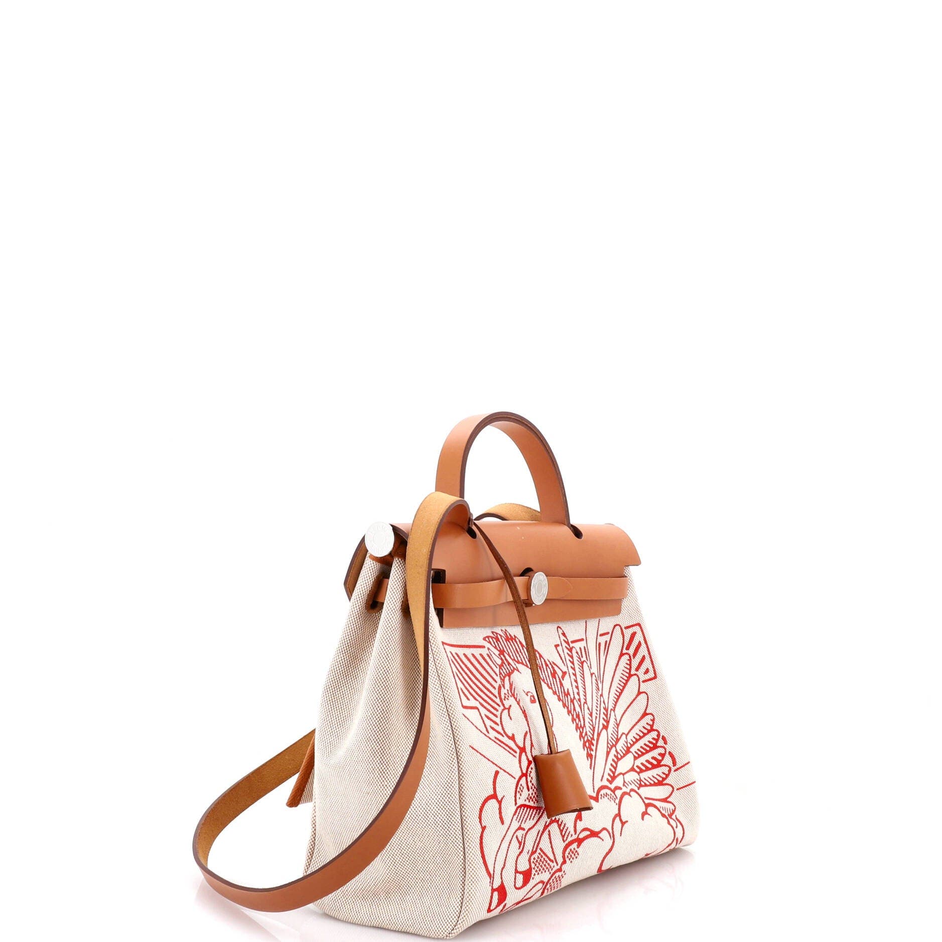 Pre-Owned Hermes Herbag Zip Pegase Pop Toile and Leather 31, Alternate, color, Ecru