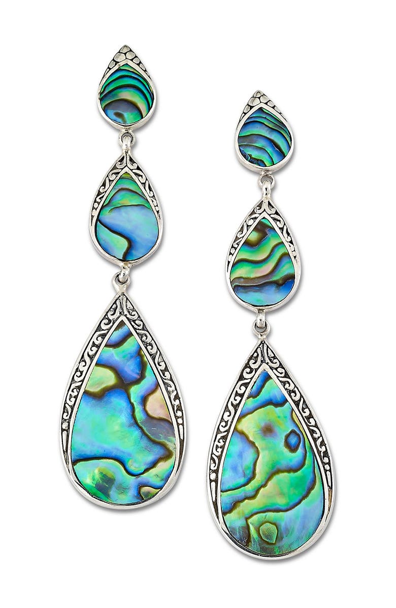 SAMUEL B. Sterling Silver Abalone Graduated Teardrop Earrings, Main, color,
