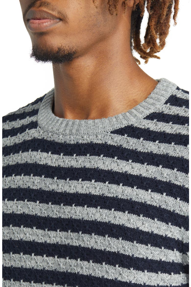 Cotton Piqué Sweater, Alternate, color, GREY/ NAVY