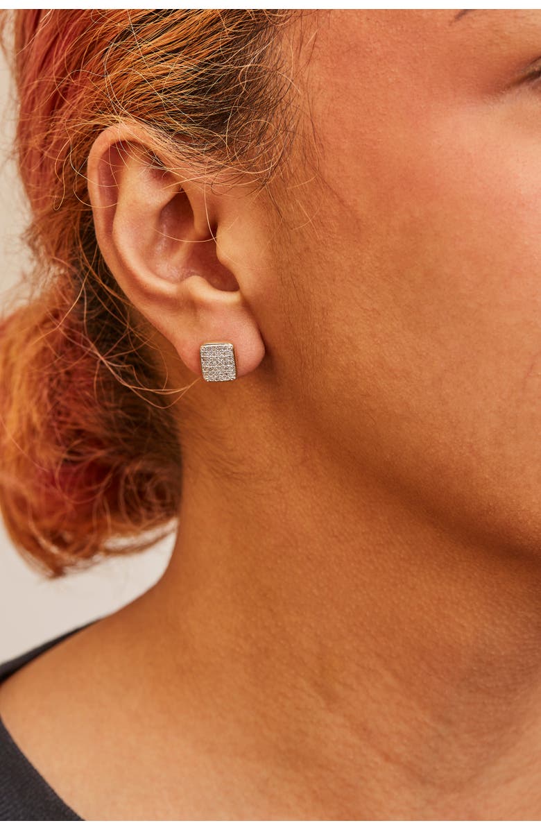 Haus of Brilliance 14K Yellow Gold 1/2 Ct Diamond Square Shaped Composite Cluster Stud Earrings, Alternate, color, Yellow