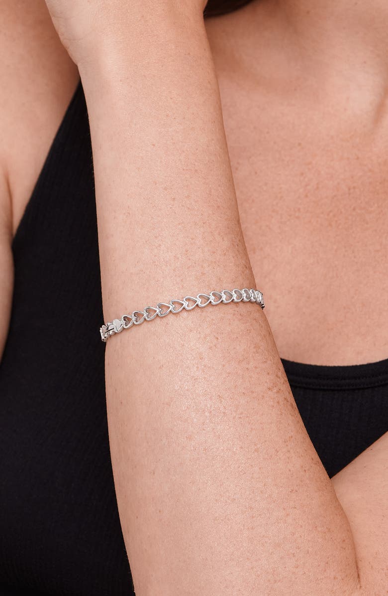 DEVATA Open Heart Bangle Bracelet, Alternate, color, Silver