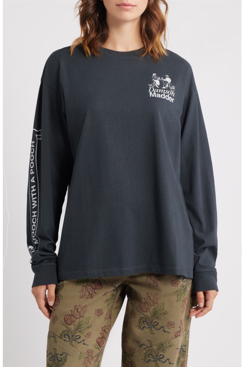 Dog Walker Long Sleeve T-shirt, Main, color, CHARCOAL