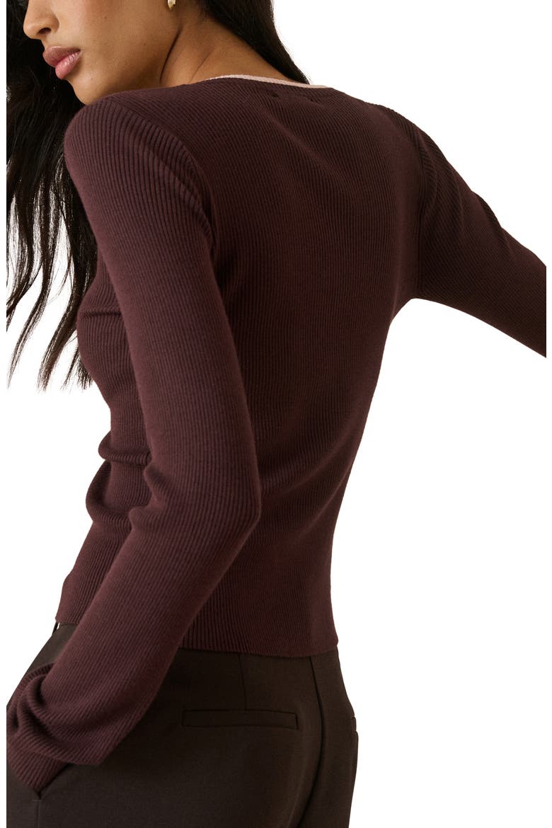 Double Layer Henley Sweater, Alternate, color, BROWN