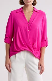 CHENAULT Surplice Long Sleeve Wrap Top