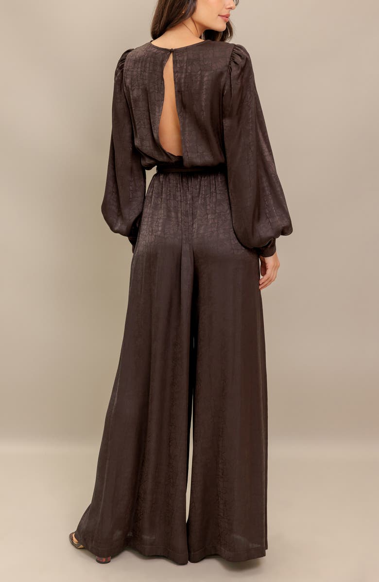 FLYING TOMATO Woven Long Sleeve Jumpsuit, Alternate, color, Brown