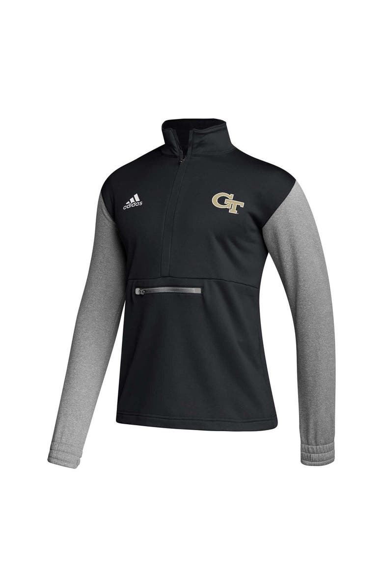 adidas Men's adidas Black Georgia Tech Yellow Jackets Sideline AEROREADY Half-Zip Top, Alternate, color, Black