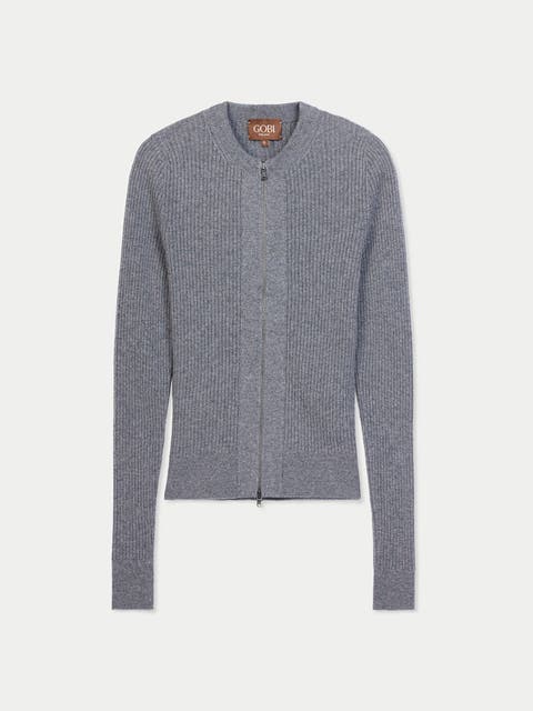 Cashmere Two-Way Zip Cardigan