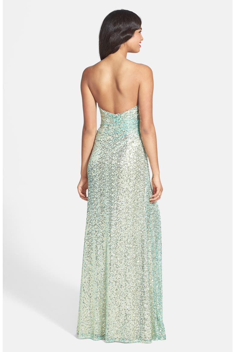Strapless Sequin Gown, Alternate, color, AQUA/ GOLD