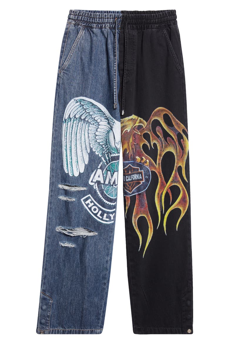 Spliced Baggy Jeans, Alternate, color, MULTI
