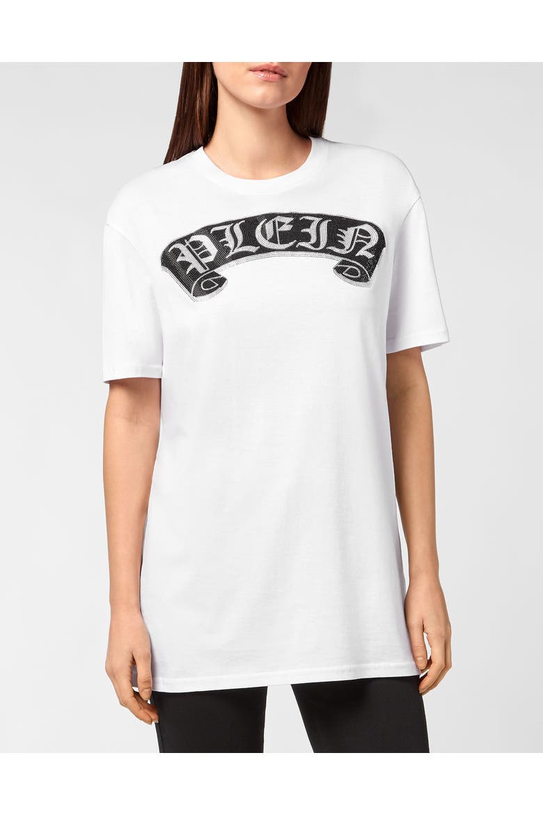 T-Shirt Round Neck Gothic Plein Unisex, Alternate, color, white