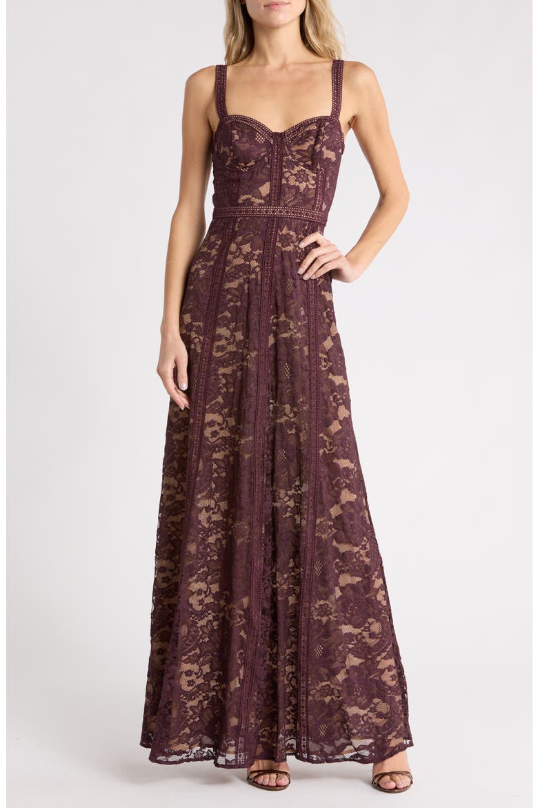 Laynie Lace Maxi Dress, Main, color, DARK MALBEC