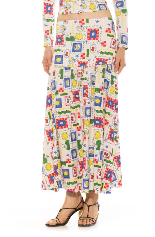 Alexia Admor Lia Low Rise Maxi Skirt In Ivory Stamps