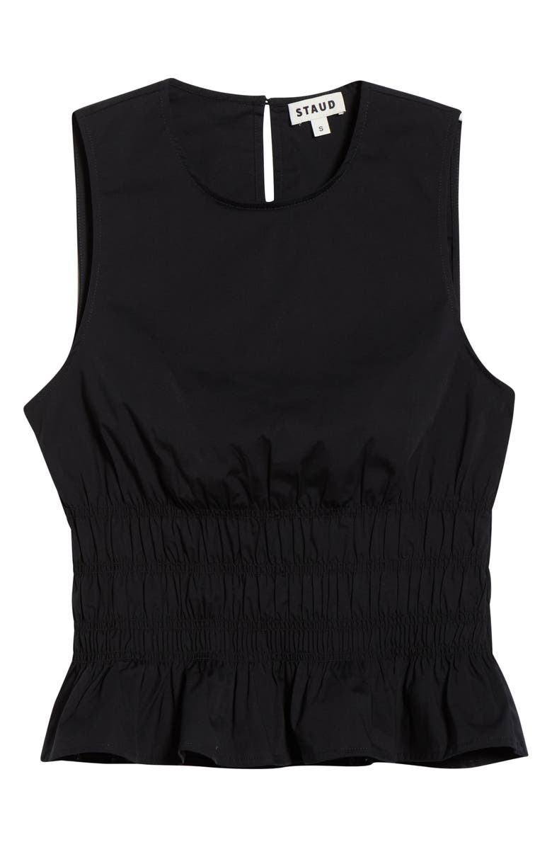 STAUD Culver Smocked Sleeveless Top, Alternate, color, Black