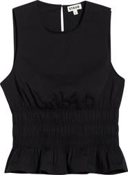 STAUD Culver Smocked Sleeveless Top