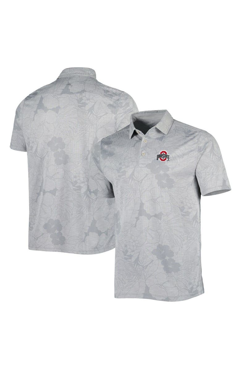Tommy Bahama Men's Tommy Bahama Gray Ohio State Buckeyes Miramar Blooms Polo, Main, color, 