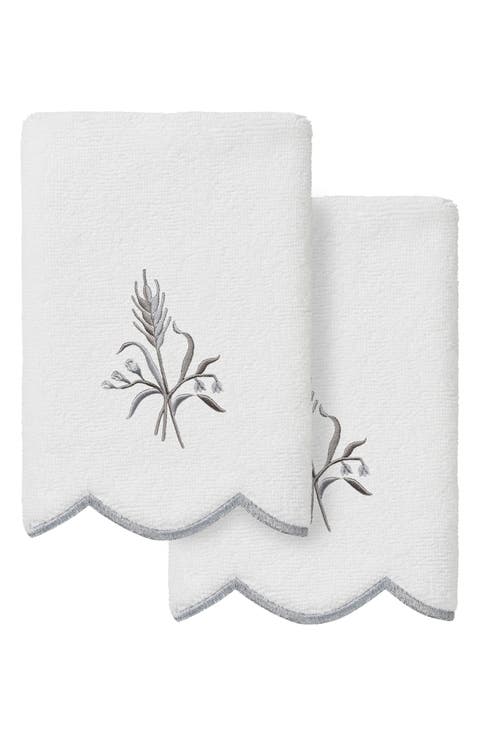 2-Piece Whitney Embroidered Turkish Cotton Fingertip Towel Set