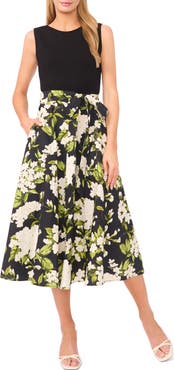 Ted Baker Sabrina Mixed Media Sleeveless Cotton Midi Dress
